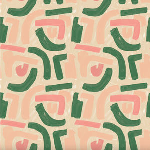'Swoosh, Coral + Kelly' Fabric