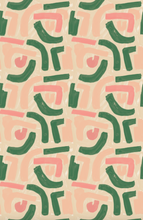 'Swoosh, Coral + Kelly' Grasscloth Wallpaper