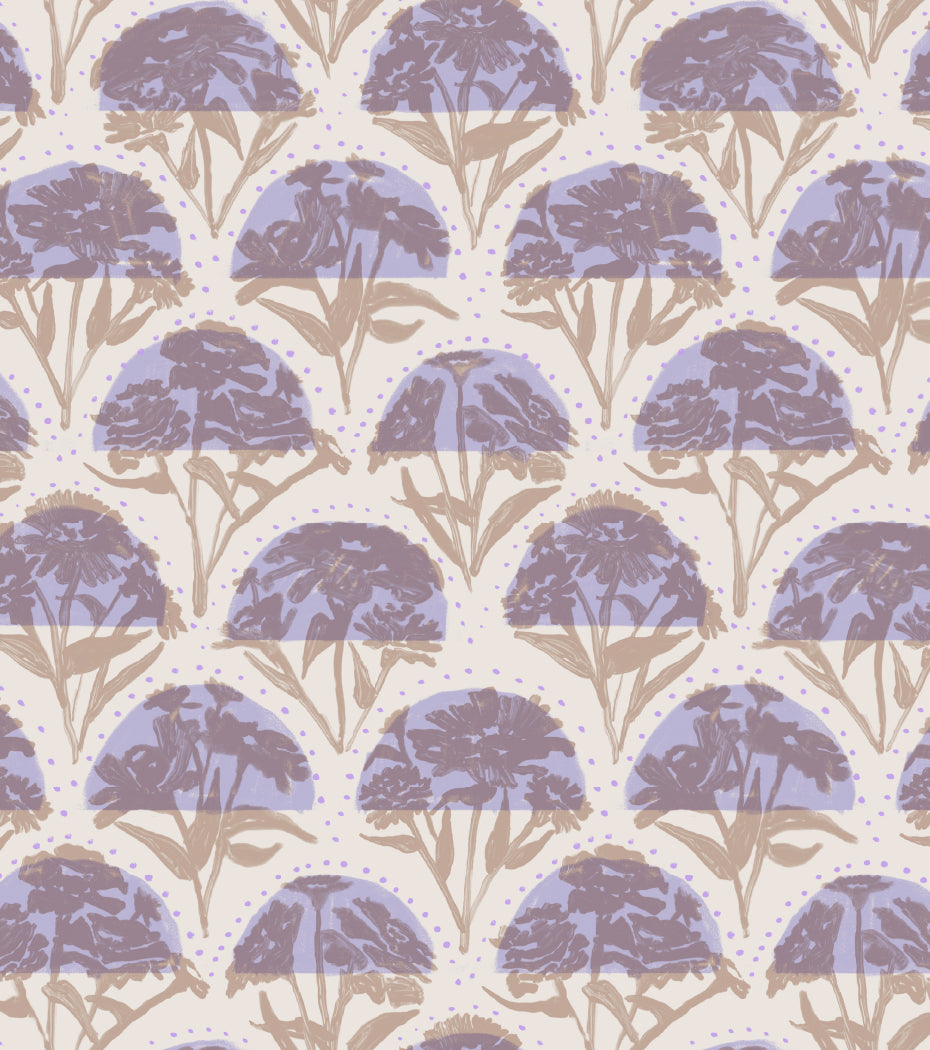 'Zinnia Arc, Lavender' Wallpaper