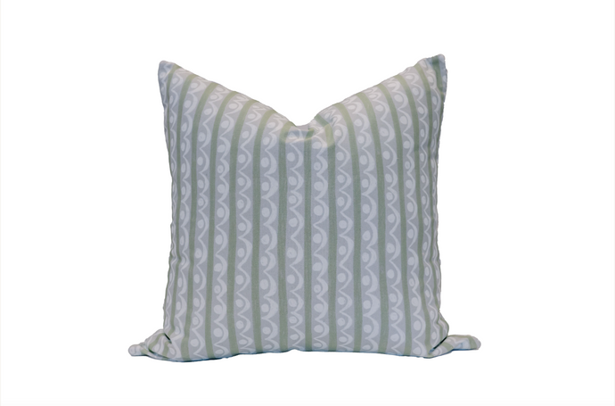 'Graphic Waves, Gray + Sage' Pillow