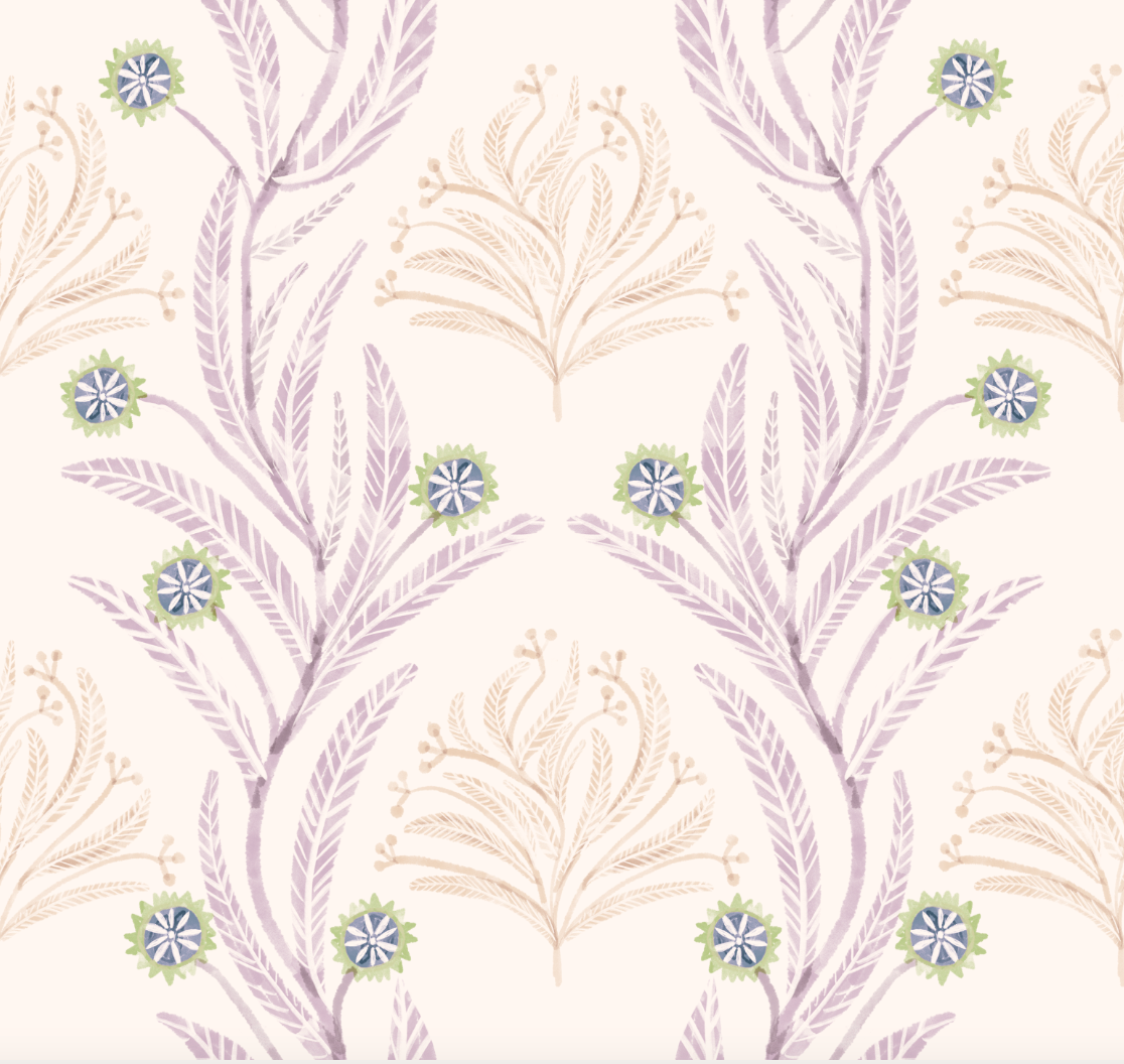 'Long Leaf Vine, Lavender' Fabric