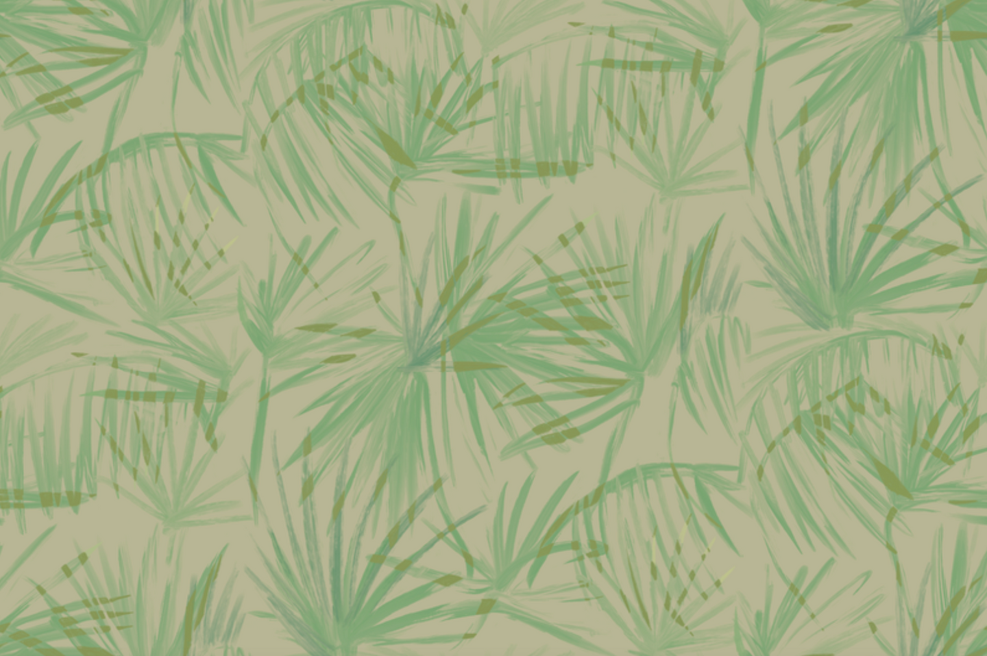 'Floral Palms, Green' Fabric