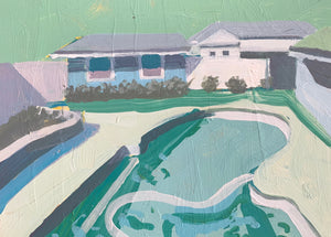 Pool House in Teal, 5"x7"
