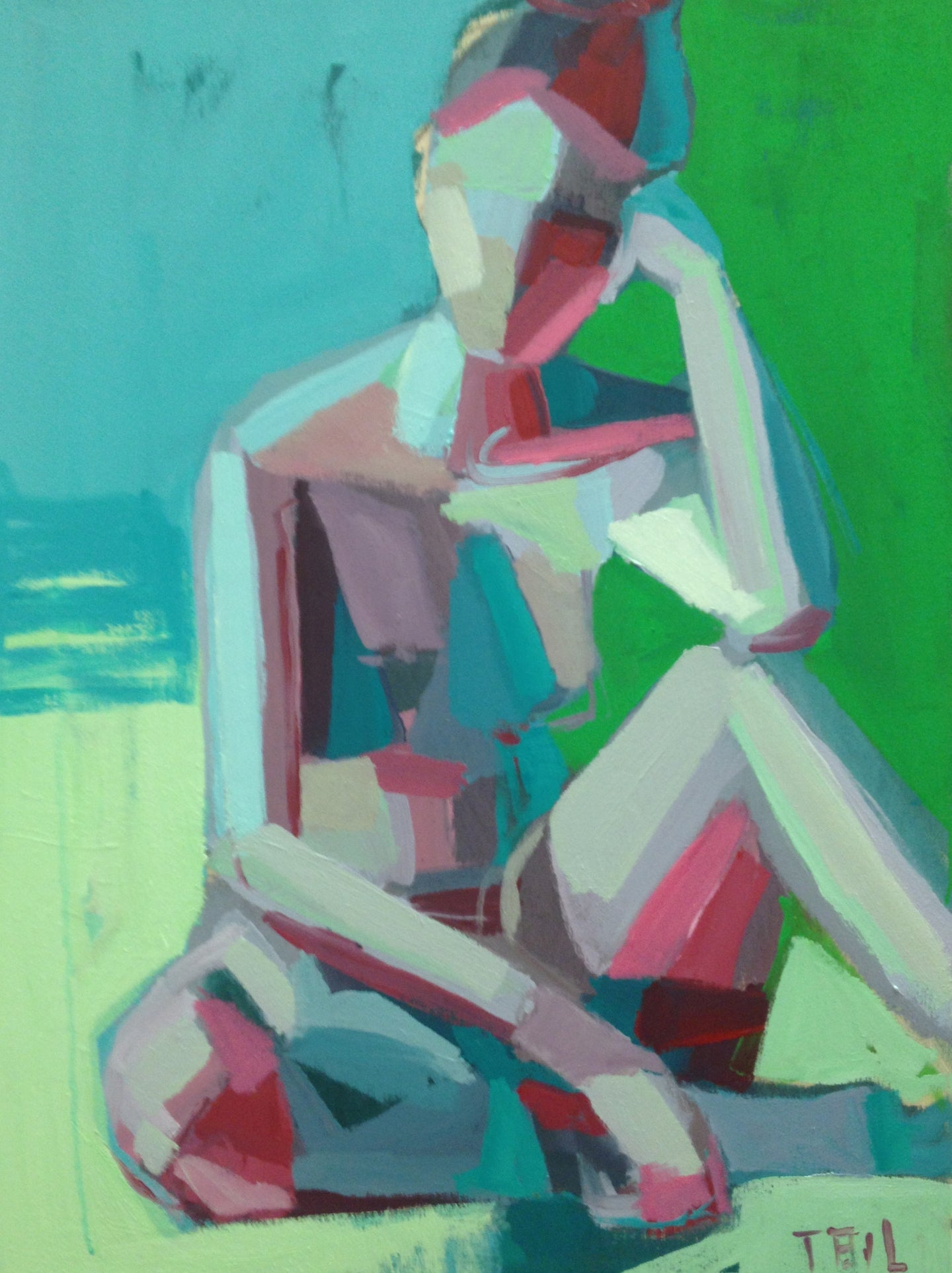 Thinker in Turquoise 18x24
